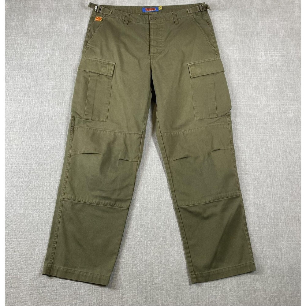 Empyre Cargo Pants Mens 30 Olive Green Relax Fit Utility Adjustable Waist Tabs